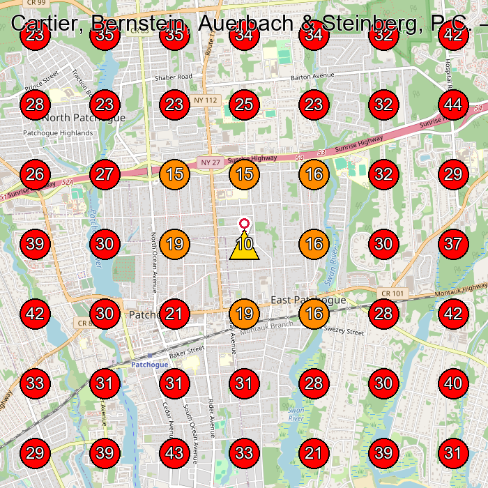 Cartier, Bernstein, Auerbach & Steinberg, P.C. GeoGrid visibility map for Personal Injury Attorney in Bayport